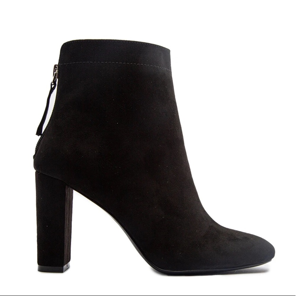 Woman's black ankle booties faux suede